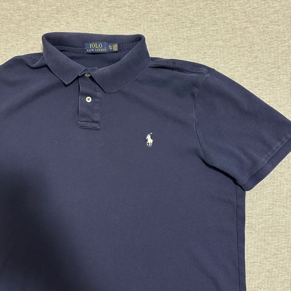 Polo Ralph Lauren Short Sleeve Embroidered Pony Polo Shirt Navy Blue Mens XL